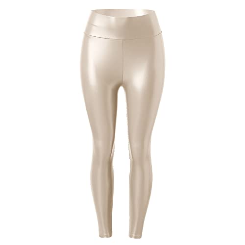 Leggings Damen High Waist Hose Damen Silber - GläNzende Leggings Damen...