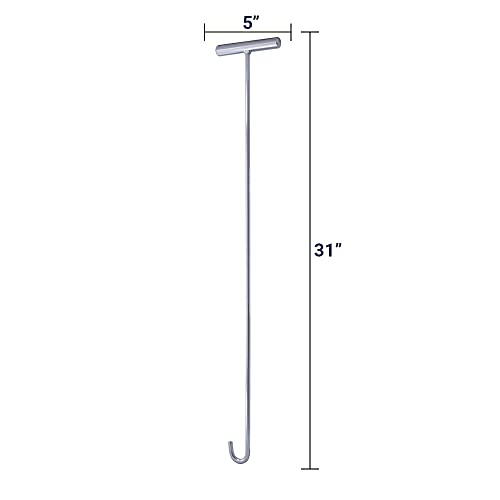 Image of United Pacific 90010M10 31 inch Heavy-Duty Chrome Plated 5th Wheel Pin Puller, Solid Steel Rod w /5in Handle, Fifth Wheel Pin Puller - J-Hook - Pack of 10