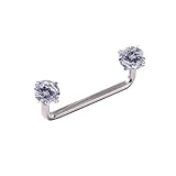 Niaspi 16G CZ Staple Barbell G23 Titanium Flat Surface Piercing Jewelry Internally Threaded Surface Piercing Barbell 12-20mm Body Piercing Jewelry (16mm)