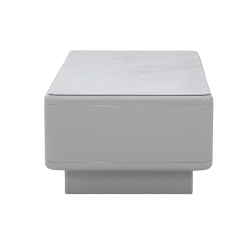 Image of Royaloak Zurich Italian Glass Coffee Table | Coffee Table for Living Room with Tempered Glass, High Gloss Finish, Drawer Storage & Pedestal Base | Modern Centre Piece with Elegant Design