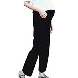 [VIVEL] マタニティパンツ 大きいサイズ ゴムがゆったり マタニティ ズボン 妊婦 ウエスト調整 アジャスター 黒 体型カバー ストレッチ オフィス 仕事 (L, ブラック)