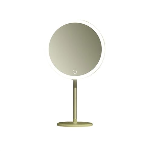 Espejo cosmético verde de escritorio con luz LED recargable 2