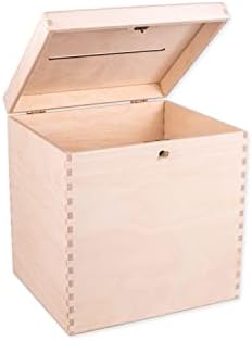 Unfinished Lockable Wooden Wedding Card Box, Decoration, Organisation, Large Natural Wood Craftsmanship, Rustic Home Decor, Keepsake, Chest 29 x 25 x 30 cm.