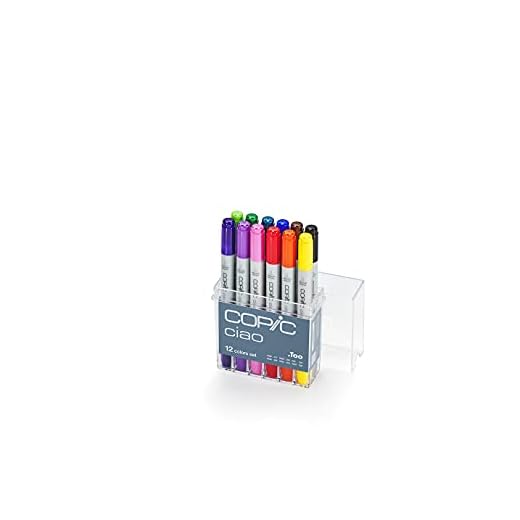 Copic Ciao, Alcohol Markers, 12 Basic Color Set - Dual Brush Tip Art Marker for Adults/Teen Artists & Creators, Blendable Markers for Coloring Drawing & Illustration Art
