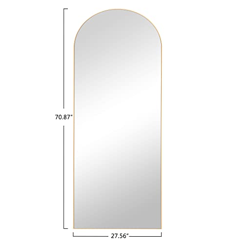 Image of PexFix Arched Full Length Mirror Arched Wall Mirror Floor Mirror with Stand Contemporary Full Length Mirror with Gold Wood Frame,71''x28'' (USAM019)