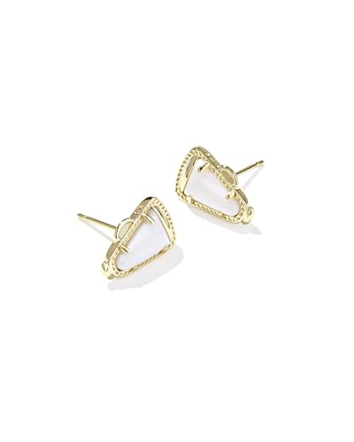 Kendra Scott Cheer Stud Earrings, 14K Gold-Plated Brass, Fashion Jewelry for Women, White Mother Of Pearl