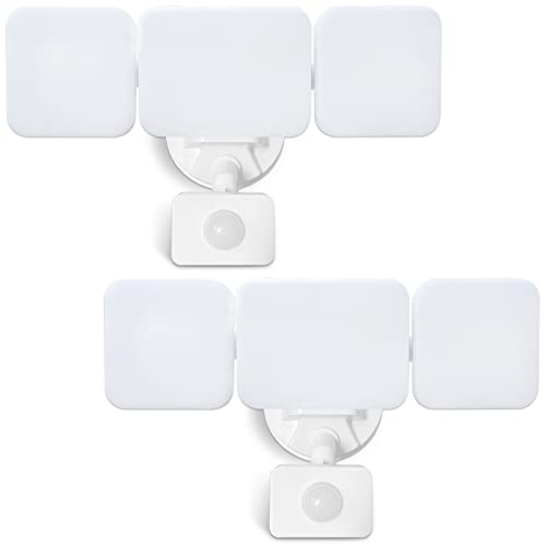 Emaner Motion Sensor Security Lights Outdoor, Dusk To Dawn & Motion Detector Adjust, Exterior Flood Lights 120V, Etl Listed 4500Lm, Daylight White Frosted Lens Porch Light Waterproof, (2-Pack, White) #TOP20