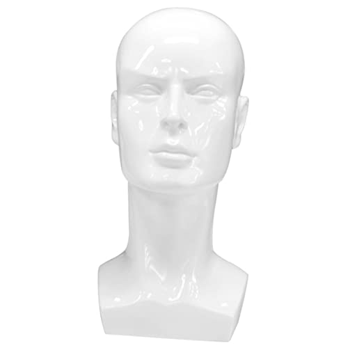 VALICLUD Mannequin Tête Homme Brillant Blanc pour Perruques Chapeaux Lunettes Écharpes Support Salon Coiffeur