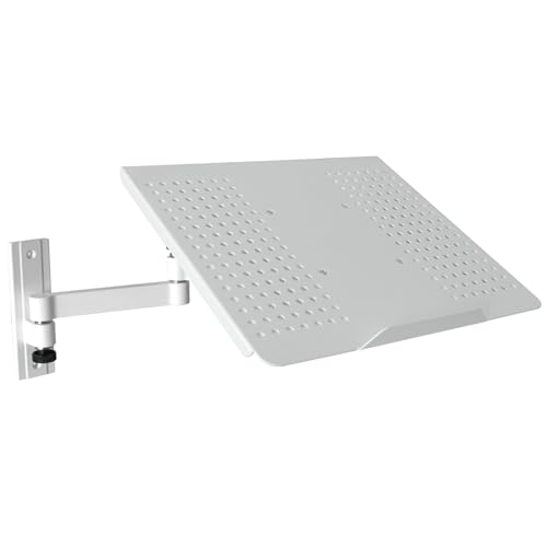 Drall Support Mural pour Ordinateur Portable (inclinable pivotant) Blanc avec Plateau pour adaptateurs pour Ordinateur Portable Blanc Modèle: L52W-APWA