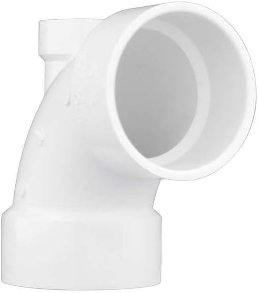 PVC 90 Degree Low Heel Inlet Elbow, Hub, 3 in x 3 in x 1 1/2 in Pipe Size