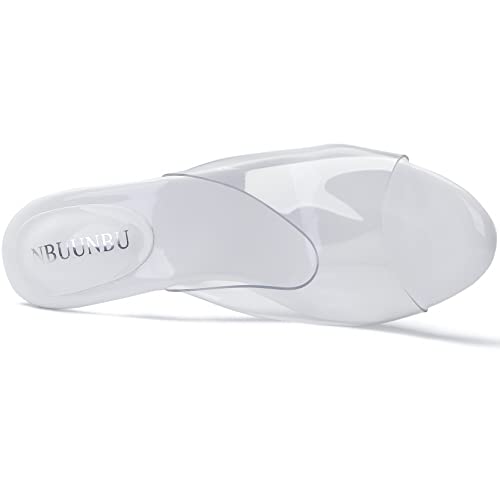 Image of NBUUNBU Silver Clear Heels For Women Dress Shoes Transparent Strap Sexy Stilletos Heels Open Toe High Silver Heeled Sandals Pump Mules