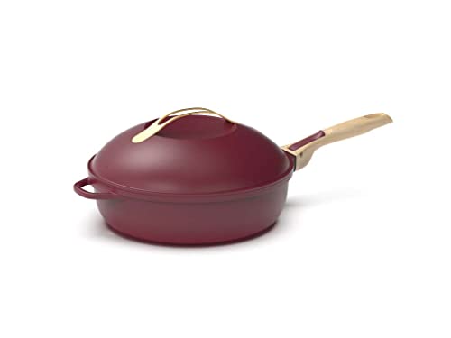 The Fabulous 8-in-1 Frying Pan - One utensil that replaces pan, pan, sauté pan - With 2 removable handles, steam/fry basket, wooden spatula - RUBIS