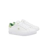 Lacoste Womens Powercourt Sneaker, WHT/LT GRN, 6.5