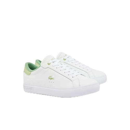 Lacoste Womens Powercourt Sneaker, WHT/LT GRN, 6.5
