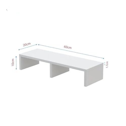 Image of flux Monitor Stand Wooden | Monitor Stand Riser | PC Stand For Desktop Table | , with 3 leg support, Non-Slip | Material: Particle Board Wood | Size: (59.5 cm x 20cm x 12cm) white