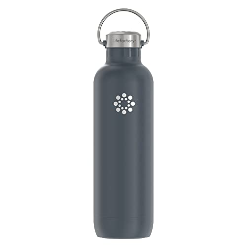 Lifefactory 32oz Stainless Steel Sports Bottle with Straw Cap, Carbon