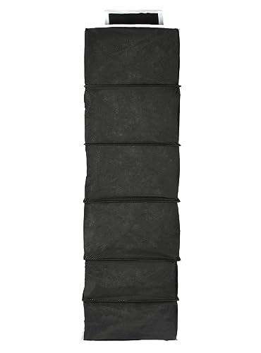 Image of Hanging Closet Organizer for Clothes Storage | Foldable Wardrobe Hanging Storage Rack | Non-Woven Multipurpose Cupboard Organizer for Clothes, Towels & Accessories (Black, Pack of 2, 6)