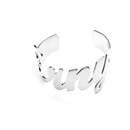 Custom Name Bracelet for Women – Personalized Metal Cuff Bracelet in Gold, Rose Gold, and Silver – Adjustable Engraved Jewelry Gift for Her, Mom, or Friend