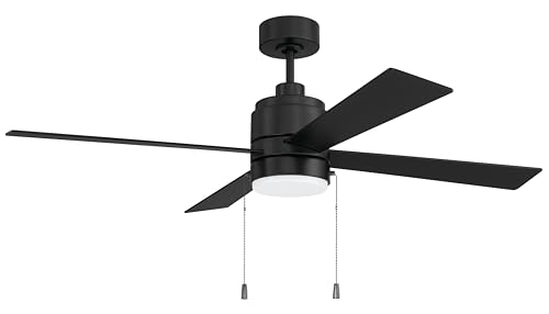 Craftmade Energy Star McCoy 52 in. Flat Black Finish Dual Mount (Flat or Angled Ceiling) Indoor Ceiling Fan with Integrated LED Light Kit and Pull Chains Included