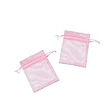 FRCOLOR 100個透明オーガンジー束口袋 ピンク ジュエリー収納用小物袋 お菓