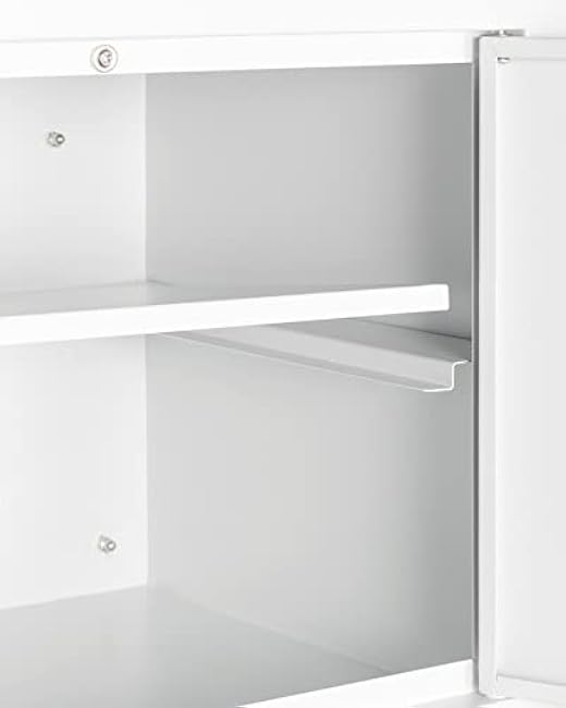Summit Appliance CAB1812WHITE 18' Wide Wall Cabinet with Powder Coated Metal Construction in a White Finish with Two Shelves, French Doors, and Angled Steel Handles