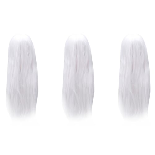 Perruque longue blanche raide pack de 3 pour vos conventions manga
