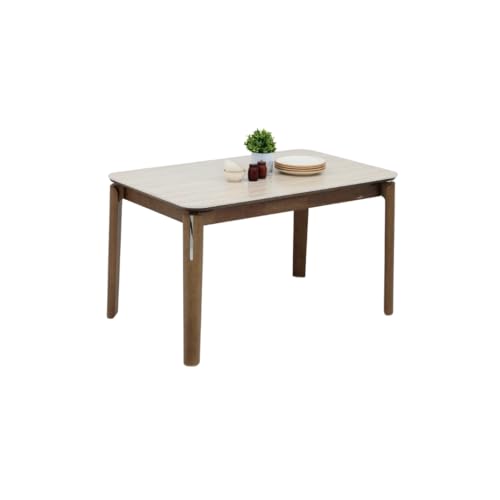 Image of Royaloak Muar Malaysian Sintered Top Dining Table 6 Seater | Wooden Dining Table with Sintered Stone Tabletop | Solid Wood Frame | Embossed Surface | Smooth Rounded Edges | Elegant Collection