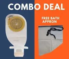 Med 17503 1 pc Transparent ostomy bags (pack of 10) for urine/stool collection with bath apron