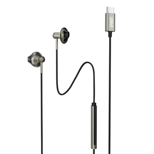 Image of GM G+ Type-C Wired Earphones with Mic | 14mm Drivers HD Bass Sound | Half-in-Ear Comfort Fit | Metallic Finish, Lightweight | One Touch Control | for Calls, Music & Gaming USB-C Devices