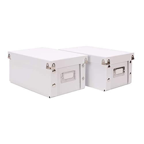 Snap-N-Store Index Card Holder Storage Box - Collapsible Organizer Box fits 1100 Flash Cards - Business, Recipe, or Note Card - 4 x 6, 2 Pack, White