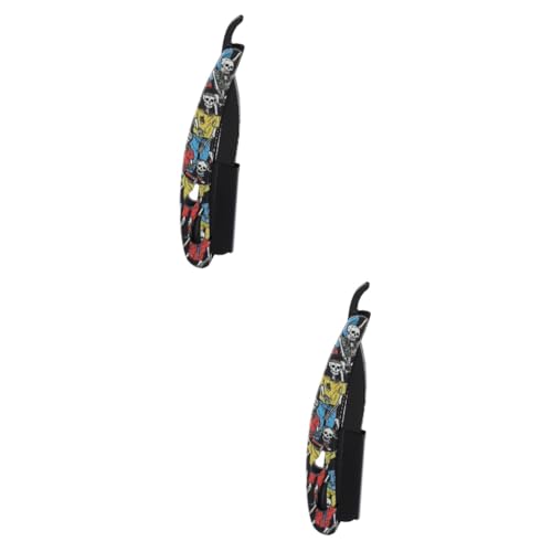 FRCOLOR 2 Piezas broche del pelo hair clips hair pin maquinillas de afeitar para hombre cortador de afeitar de pelo plegable navaja de cuchilla de afeitar manual para hombres Black