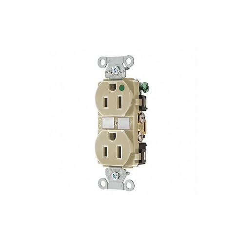 BRYANT Receptacle,Ivory,15A,Nylon,Duplex Outlet