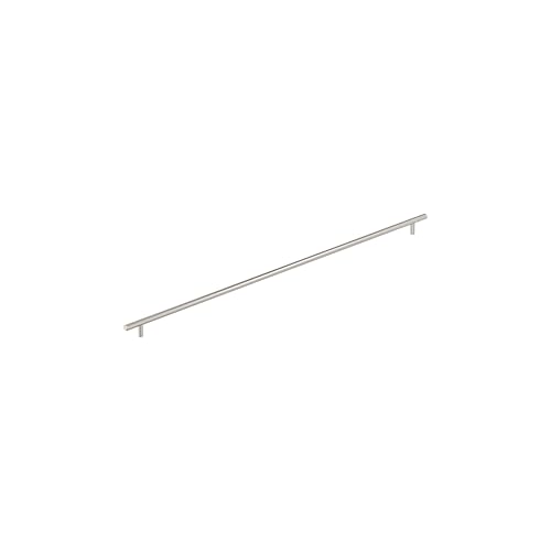 Image of Amerock 30-1 /4 inch Bar Pulls Satin Nickel Drawer Pull | 30-1 /4 inch (768mm) Center-to-Center Mounting Distance and 33-7 /16 inch Overall Length, Durable Carbon Steel Cabinet Hardware