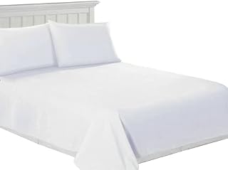 800 Thread Count Super Soft And Luxurious Easy Care 100% Pure Egyptian Cotton Flat Sheet For Hotel Quality Bedding-Breathable Bed Top Sheet (Double: 230x260cm)