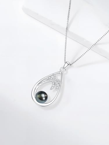 Gifts for Women Wife Mom-Tahitian Black Pearl Necklace-Wedding Birthday Anniversary Ocean Jewelry for Girlfriend Her-Mothers Day Gifts for Mom Valentines Day Christmas 6