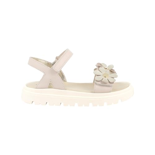 Sandale beige avec fleurs pour fille qui maintient bien le pied sans blesser