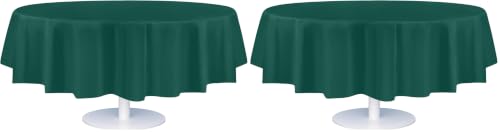 Image of Grandipity 24 Pack Premium Disposable Plastic Tablecloth 84 inch Inch Decorative Round Table Cover - Dark Green