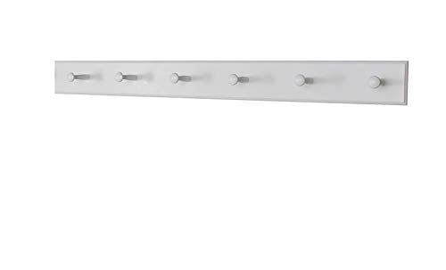 White Shaker Peg Rack - Solid Maple Peg Hook Rack - Wooden Wall Peg Coat Rack - Made in The USA 35 x 35 with 6 pegs