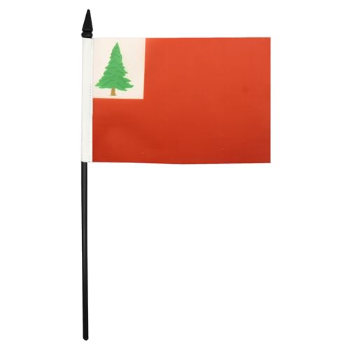 Image of New England Table Flag 5'' x 8'' - Continental Desk Flag 21 x 14 cm - Black plastic stick and base - AZ FLAG