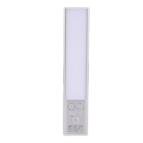 RASTKY Luz Debajo del Gabinete con Sensor de Movimiento Regulable, Temperatura de 3 Colores, Recargable para Armario de Cocina, Dormitorio, 30cm de Largo, Plateado