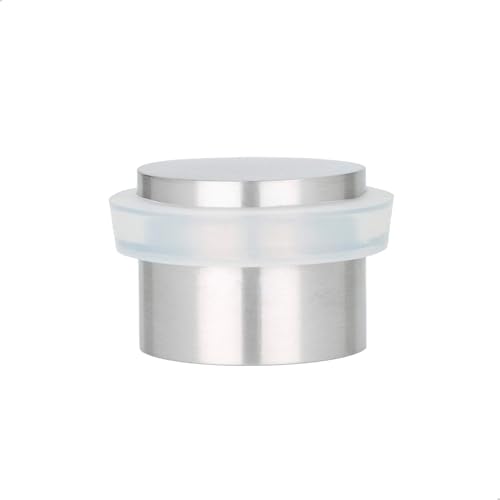 EVI Herrajes | Tope de Puerta Adhesivo | Ø24x20 mm | Goma Blanca de Silicona Natural | Acero Inoxidable Acabado Mate | Gran Adhesión | 100% Funcional | Mod. I-163BAM