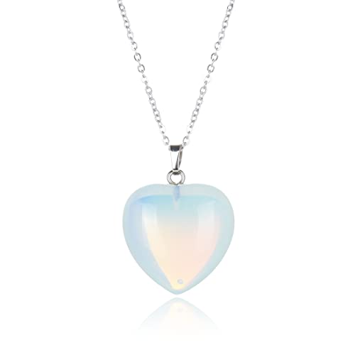 Creative Club 750253023386 1Pc You Are My Only Love 1Pc Lab Created White Opal Gemstone Large Heart Pendant Necklace Healing Reiki Chakras Energy Rock 18 Inch Stainless Steel Surgical Jewelry Ggp8-7 cover