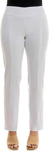 Zac & Rachel Women's Millennium Fabric Pull-On Slim Leg Pant, Optic White, 14S