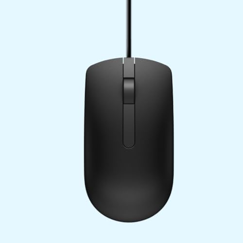 Dell MS116 Wired Mouse, 1000 DPI, Scrolling Wheel, 2 Buttons, 1 x USB, Optical LED Tracking, Plug and Play, Scrolling Wheel, Black view 2