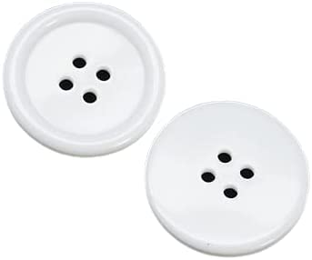 Image of Pack of 12 Buttons Diameter 25 mm,(1 inch) 4 Holed for Sewing and Art and Craft Round White Buttons with 4 Holes| (Button White)