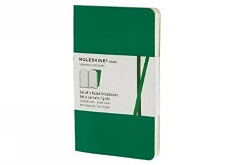 Moleskine Volant Notebook (Set of 2), Pocket, Ruled, Emerald Green, Oxide Green, Soft Cover (3.5 x 5.5)
