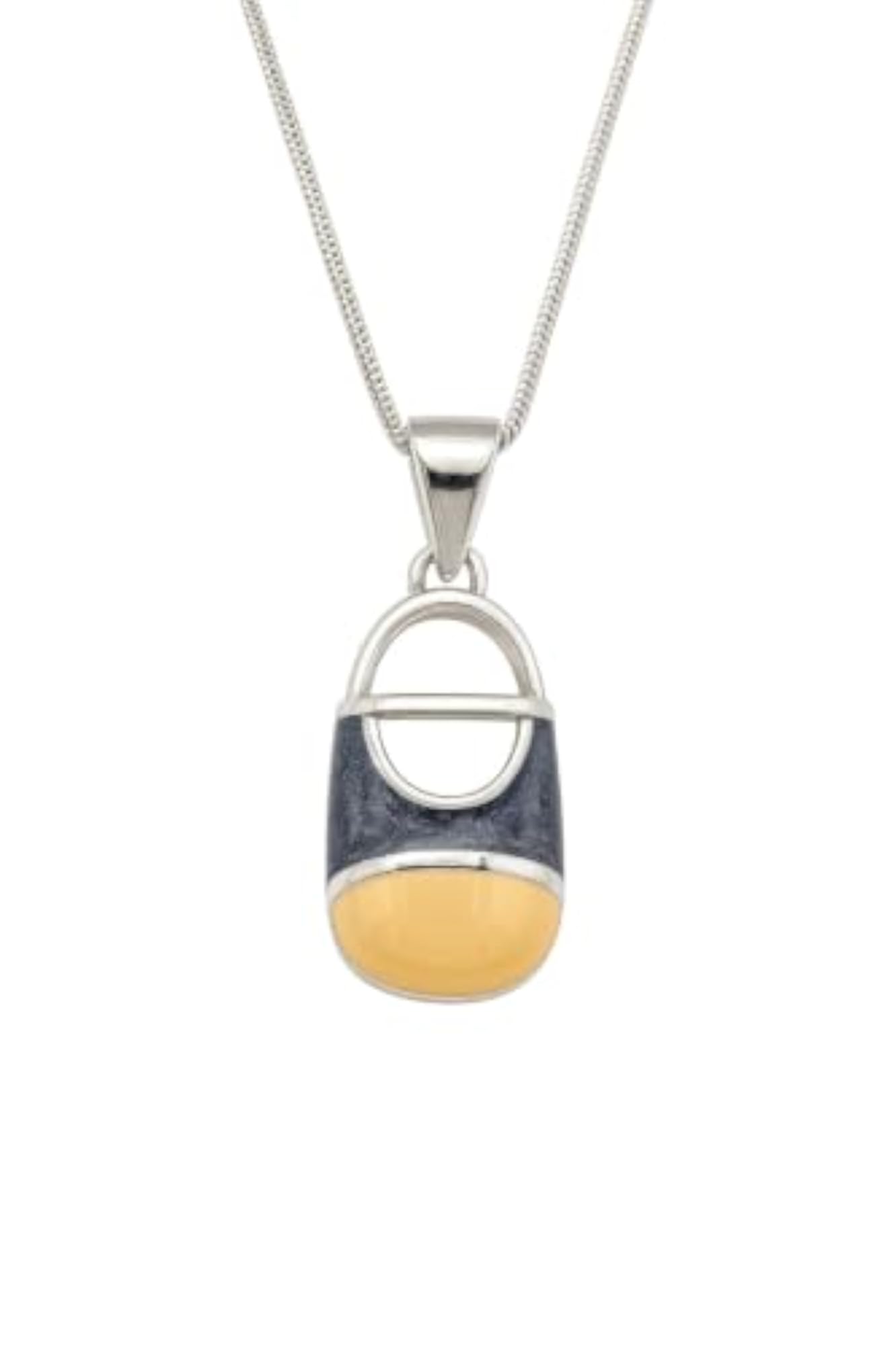 Women's 925 Silver Oval Enamel Pendant with Certificate of Authenticity