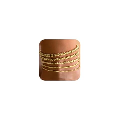 DEARMAY 14K Gold Bead Anklet Set Cover