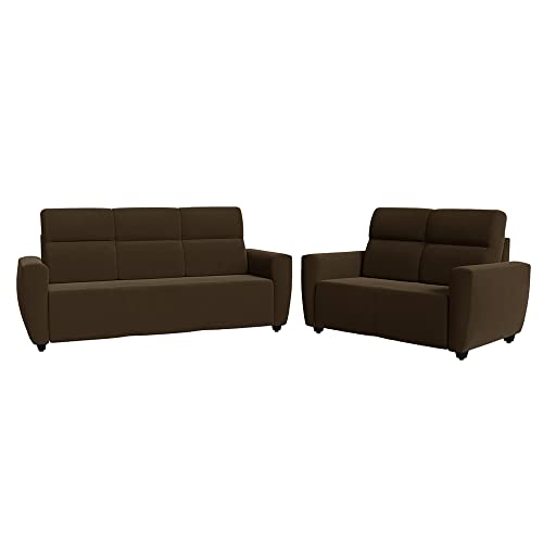 Image of Wakefit Sofa Set | 3 Year Warranty | Sofa 5 Seater, 5 Seater Sofa for Living Room, Wooden Sofa Set, Sofa Set 3+2 Seater - Belize(Malphino : Dark Earth)