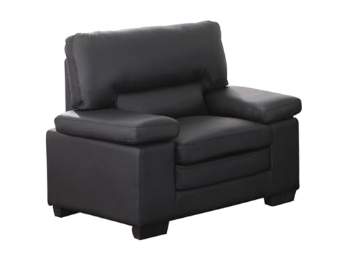 Vente-unique - Fauteuil en Cuir de Buffle Mimas - Noir